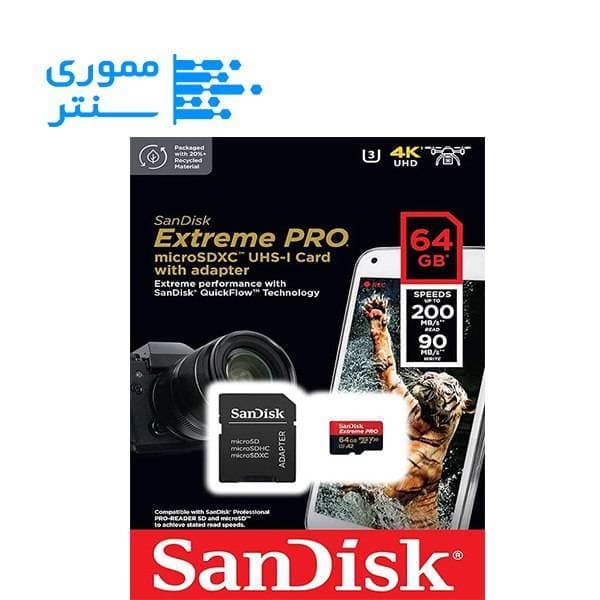 کارت حافظه MicroSDXC سن دیسک مدل Extreme Pro سرعت 200MB/s ظرفیت 64GB
