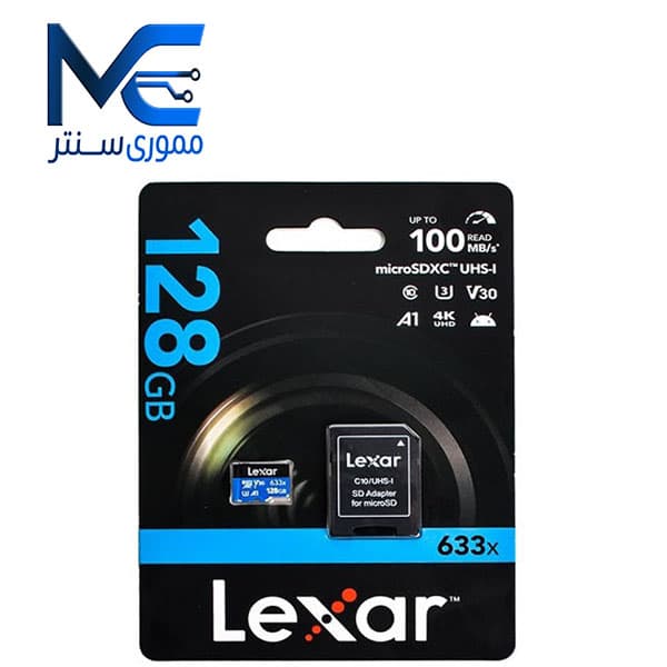 کارت حافظه microSDXC لکسار 128 گیگ مدل 633X سرعت 100MB/s