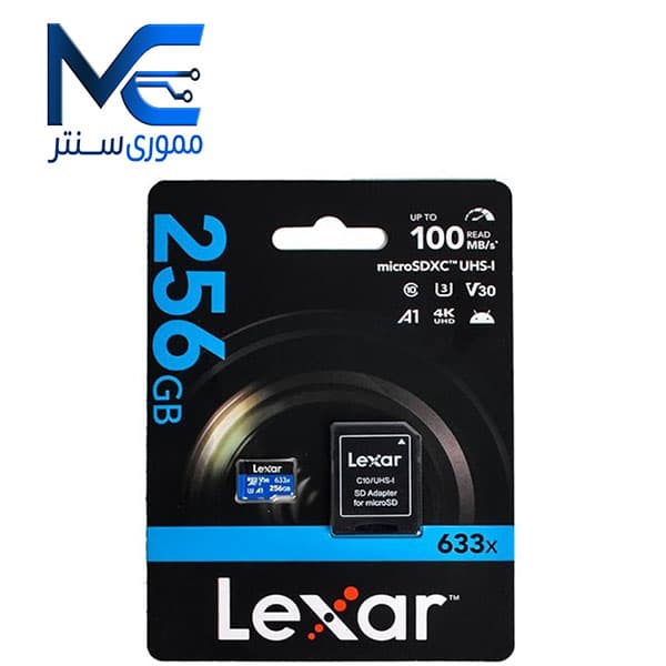 کارت حافظه microSDXC لکسار 256 گیگ مدل 633X سرعت 100MB/s
