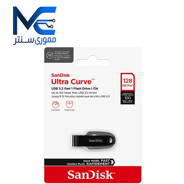فلش مموری سن دیسک مدل ZC550 Curve USB3.2 ظرفیت 128 گیگابایت