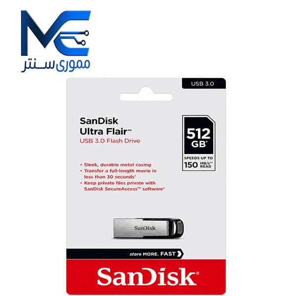 فلش مموری سن دیسک مدل Ultra Flair ZC73 USB 3.0 ظرفیت 512 گیگابایت