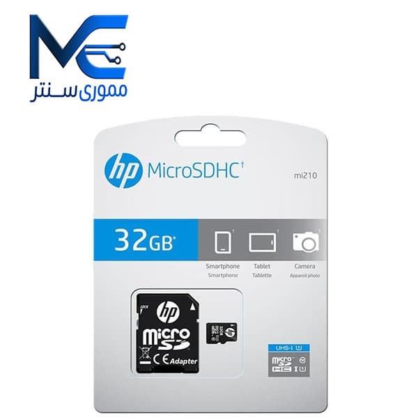 کارت حافظه MicroSDHC اچ پی 32 گیگ مدل U1 mi210 سرعت 100MB/s با آداپتور