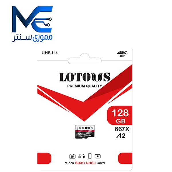 کارت حافظه microSDXC لوتوس 128 گیگابایت 667X مدل A2 سرعت 100MB/s
