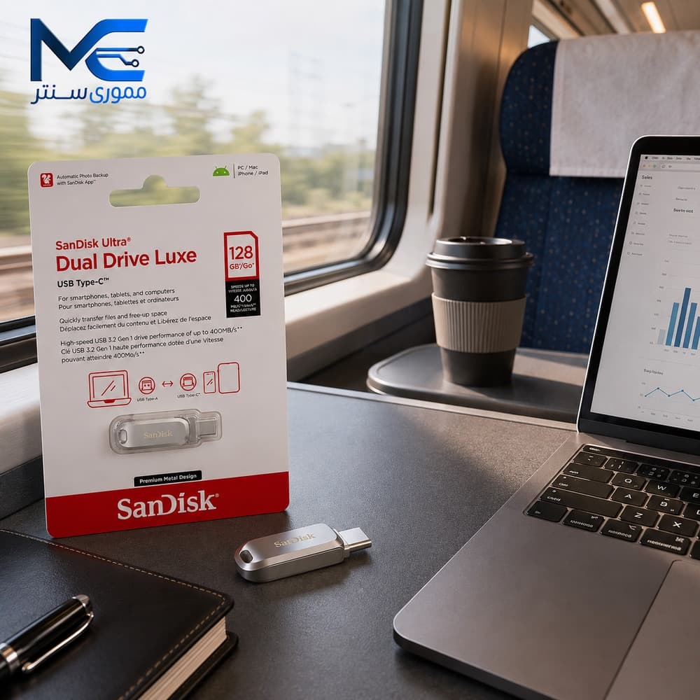فلش مموری سن دیسک Dual Drive Luxe USB Type-C ظرفیت 128 گیگابایت