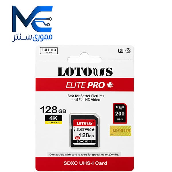 رم دوربین SD لوتوس ظرفیت 128 گیگابایت مدل U3  سرعت 200MB/s
