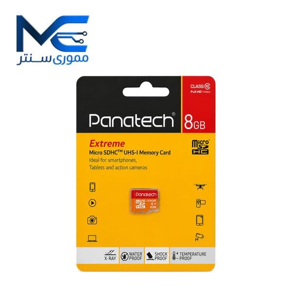 کارت حافظه microSDHC پاناتک 8 گیگ کلاس 10 استاندارد UHS-I U1 سرعت 30MBps