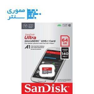 بسته بندی کارت حافظه سن دیسک Ultra مدل microSDXC UHS-I سرعت 140MB/s ظرفیت 64 گیگابایت