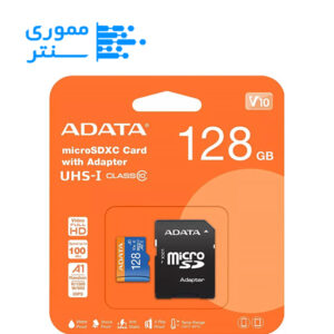 بسته بندی کارت حافظه میکرو اس‌دی ا‎ی‌دیتا مدل SDXC UHS-I V10 R100W25 ظرفیت 128 گیگابایت