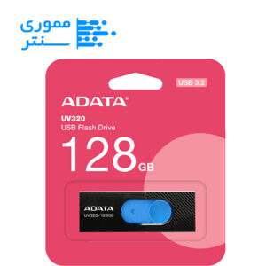 بسته بندی فلش مموری ای دیتا UV320 USB 3.2 ظرفیت 128 گیگابایت رنگ مشکی