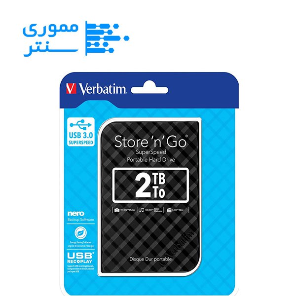 بسته بندی هارد اکسترنال ورباتیم مدل Store 'n' Go USB 3.0 ظرفیت 2 ترابایت رنگ مشکی
