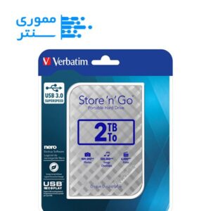بسته بندی هارد اکسترنال ورباتیم مدل Store 'n' Go USB 3.0 ظرفیت 2 ترابایت رنگ نقر های