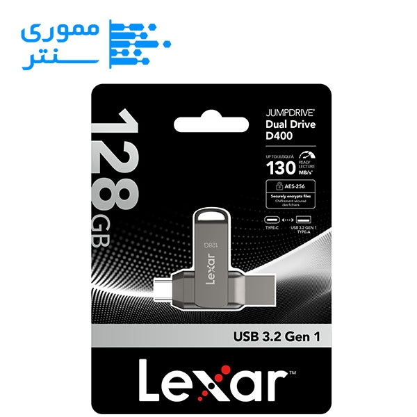 فلش مموری لکسار مدل Dual Drive D400 ظرفیت 128 گیگایایت USB 3.2 Type-C